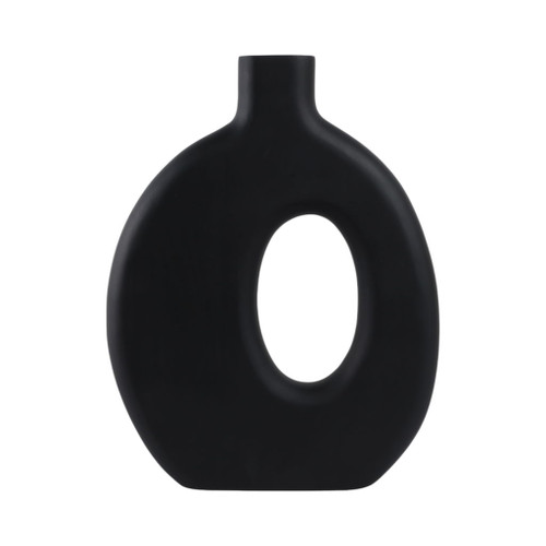 18" Cut-Out Wood Vase - Black