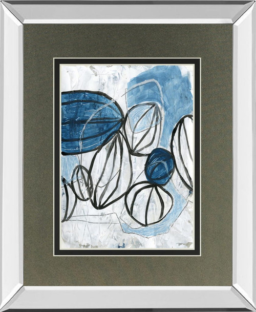 Blue Lanterns II By June Erica Vess, Mirrored Frame - Light Blue Blue Lanterns II By June Erica Vess, Mirrored Frame - Light Blue