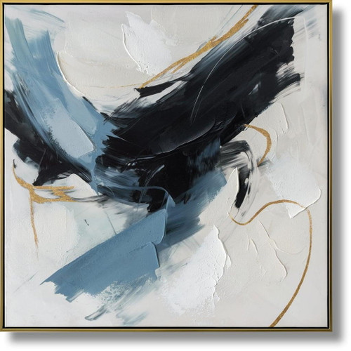 Blue Ember Motion - 33" x 33" Framed Wall Art - Black / Blue Blue Ember Motion - 33" x 33" Framed Wall Art - Black / Blue