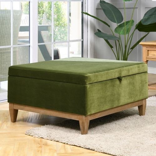 Knox - Square Storage Cocktail Ottoman - Olive Green Knox - Square Storage Cocktail Ottoman - Olive Green