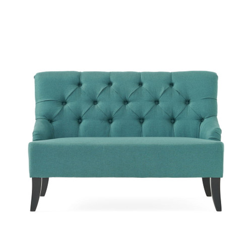 Nicole - French Style Upholstered Loveseat With Tufted Backrest - Teal Nicole - French Style Upholstered Loveseat With Tufted Backrest - Teal
