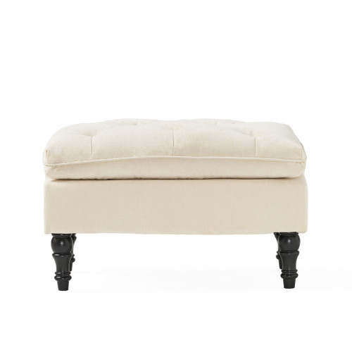 Lofton - Pillow Top Ottoman With Button Tufting - Cream Lofton - Pillow Top Ottoman With Button Tufting - Cream