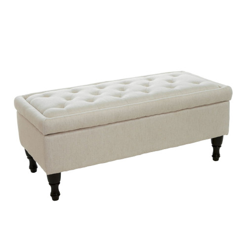 Button-Tufted Upholstered Ottoman With Hidden Storage - Linen Button-Tufted Upholstered Ottoman With Hidden Storage - Linen