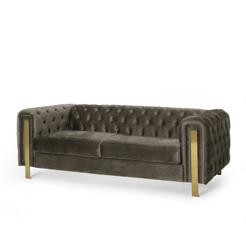 Comfy 3 Sofa With Tufted Back And Arm, Modern For Living Room - Gray Comfy 3 Sofa With Tufted Back And Arm, Modern For Living Room - Gray