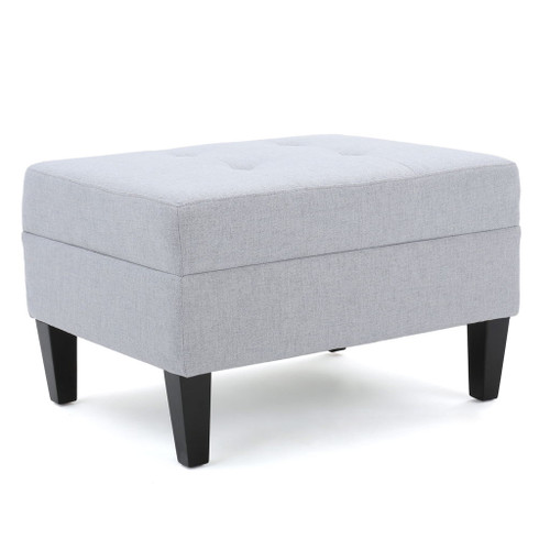 Contemporary Ottoman Footstool With Tufted Upholstery - Light Gray Contemporary Ottoman Footstool With Tufted Upholstery - Light Gray