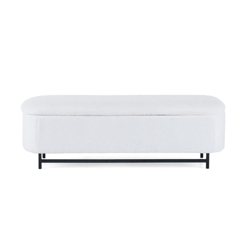 Modern Elegant Ottoman With Spacious Storage Function With Metal Feet - White / Black Modern Elegant Ottoman With Spacious Storage Function With Metal Feet - White / Black