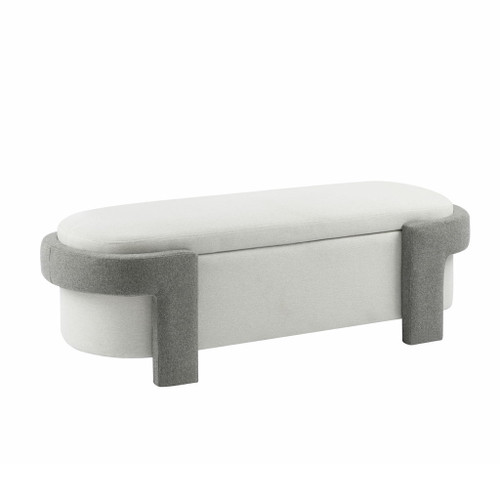 Large Versatile Storage Ottoman Bench: Spacious, Durable, Stylish - White / Light Gray Large Versatile Storage Ottoman Bench: Spacious, Durable, Stylish - White / Light Gray