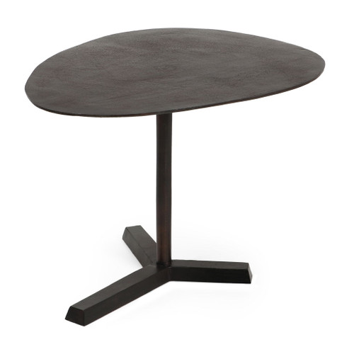 Industrial Style Elliptical Side Table With Aluminum Frame - Bronze