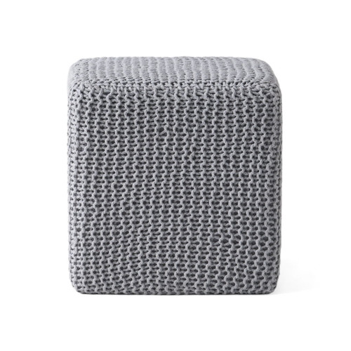 Chabani - Indoor Modern Knitted Fabric Cube Pouf Ottoman - Light Gray Chabani - Indoor Modern Knitted Fabric Cube Pouf Ottoman - Light Gray