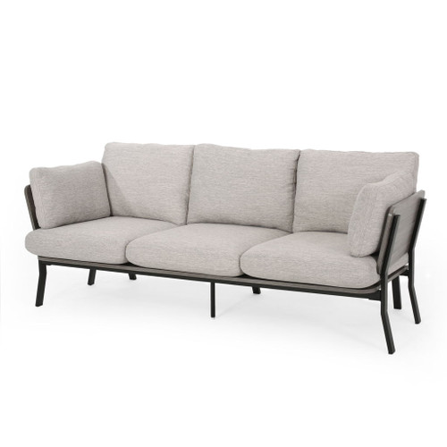 Mid Century Modern 3 Seater Sofa With Pillow Cushions - Light Gray Mid Century Modern 3 Seater Sofa With Pillow Cushions - Light Gray