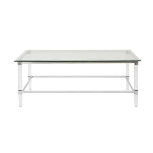 Ultra Modern Rectangle Coffee Table With Tempered Glass Surface - Clear