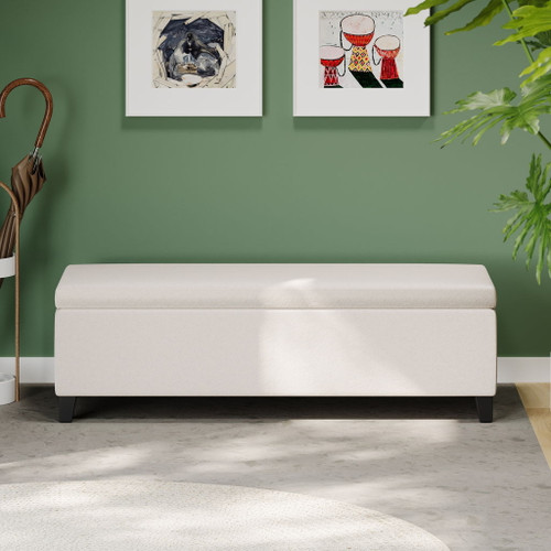 Storage Ottoman For Living Room, Bedroom - White Storage Ottoman For Living Room, Bedroom - White