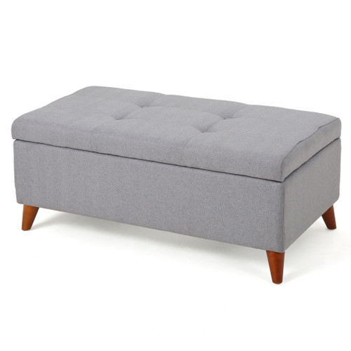 Kinetics - Upholstered Storage Ottoman With Lift-Top And Button Tufted Seat - Light Gray Kinetics - Upholstered Storage Ottoman With Lift-Top And Button Tufted Seat - Light Gray