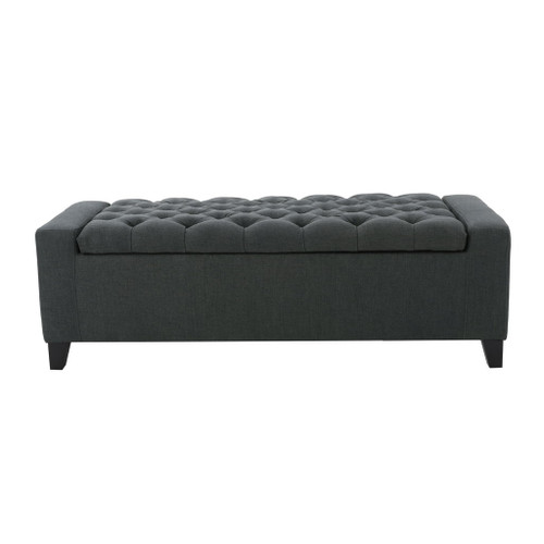 Contemporary Storage Ottoman With Tufted Top - Dark Gray Contemporary Storage Ottoman With Tufted Top - Dark Gray