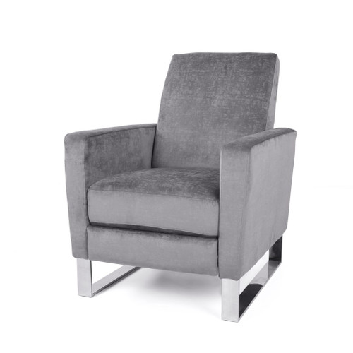 Bolt - Upholstered Recliner Chair With Stainless Steel Base - Gray / Chrome Bolt - Upholstered Recliner Chair With Stainless Steel Base - Gray / Chrome