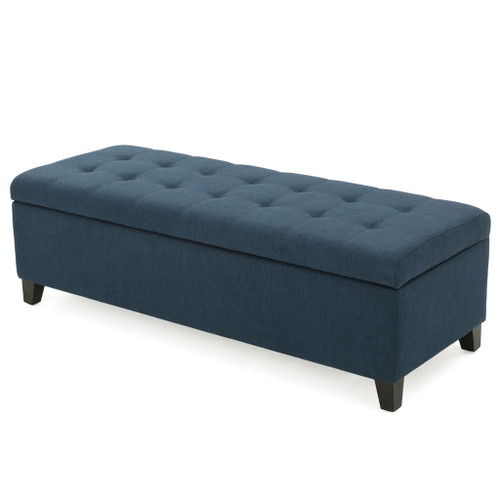 Nebulous - Fabric Upholstered Ottoman With Storage And Diamond Tufted Seat - Navy Blue Nebulous - Fabric Upholstered Ottoman With Storage And Diamond Tufted Seat - Navy Blue