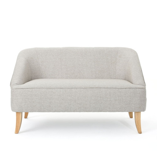 Modern Fabric Loveseat With Sloped Armrests For Living Room - Beige Modern Fabric Loveseat With Sloped Armrests For Living Room - Beige