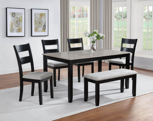 Lester - 6 Piece Dining Set With Bench - Light Gray Lester - 6 Piece Dining Set With Bench - Light Gray