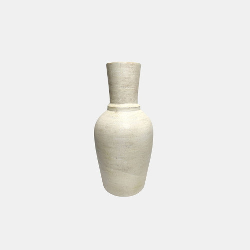 16" Vase With Ring At Neck - Ivory