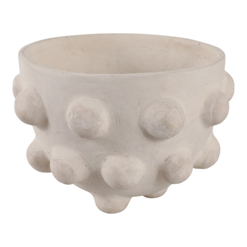 10" x 6" Large Hobnail Paper Mache Bowl - White 10" x 6" Large Hobnail Paper Mache Bowl - White