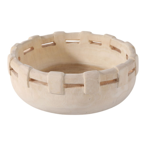 14" x 6" Carved Wood Bowl - Natural