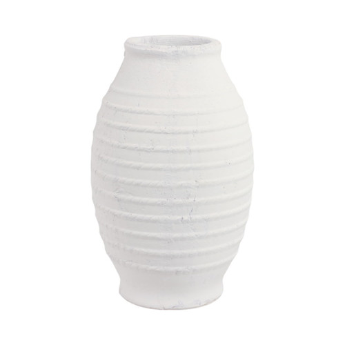 16" Rope Ribbed Vase - White 16" Rope Ribbed Vase - White
