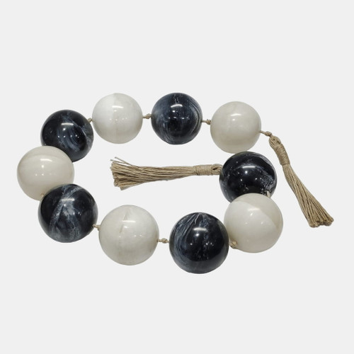 46" Swirled 3" Resin Beaded Garland - White / Black 46" Swirled 3" Resin Beaded Garland - White / Black
