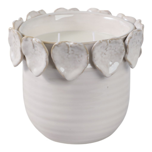 6" 17 Oz Wood Sage& Sea Salt Applique Candle - Ivory 6" 17 Oz Wood Sage& Sea Salt Applique Candle - Ivory