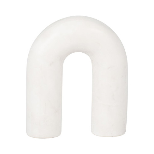Marble 6" Rounded Horseshoe Table Top Deco - White Marble 6" Rounded Horseshoe Table Top Deco - White