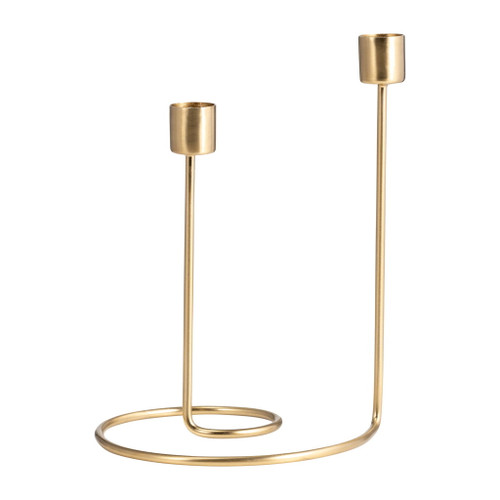 Metal 8" Swirly 2-Taper Candleholder - Gold Metal 8" Swirly 2-Taper Candleholder - Gold
