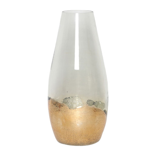 Glass 15" Gold Dipped Vase - Clear Glass 15" Gold Dipped Vase - Clear