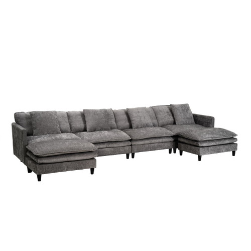 Modular U Shaped Sofa, With Adjustable Layout For Comfort And Durability - Gray Modular U Shaped Sofa, With Adjustable Layout For Comfort And Durability - Gray