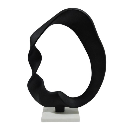 16" Twisted Sculpture On Marble Base - Black / White 16" Twisted Sculpture On Marble Base - Black / White
