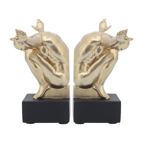 Resin Man Sculpture Bookend 6'' (Set of 2) - Gold Resin Man Sculpture Bookend 6'' (Set of 2) - Gold