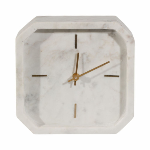 8" Marble Octagon Clock - White / Gold 8" Marble Octagon Clock - White / Gold