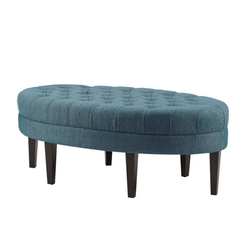 Martin - Surfboard Tufted Ottoman With Button Tufting - Blue Martin - Surfboard Tufted Ottoman With Button Tufting - Blue