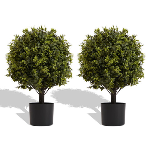 Artificial Ball Topiary Tree Decoration In Pot (Set of 2) - Green Artificial Ball Topiary Tree Decoration In Pot (Set of 2) - Green