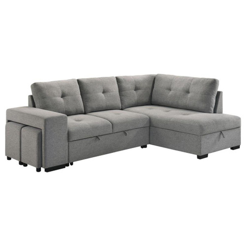 Roanne - Fabric Upholstered Sleeper Sectional Sofa - Gray Roanne - Fabric Upholstered Sleeper Sectional Sofa - Gray