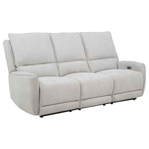 Sylmar - Chenille Upholstered Power Reclining Sofa - Dove Gray Sylmar - Chenille Upholstered Power Reclining Sofa - Dove Gray