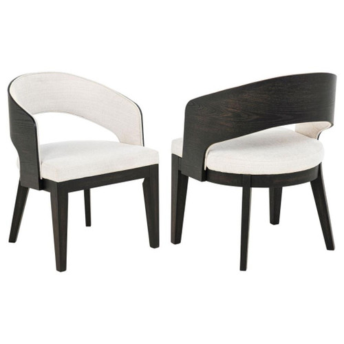 Leandro - Upholstered Dining Arm Chair (Set of 2) - Burnished Black / Cream