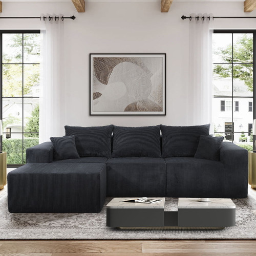 Modular Sectional Sofa, Convertible Couch With Chaise Corduroy