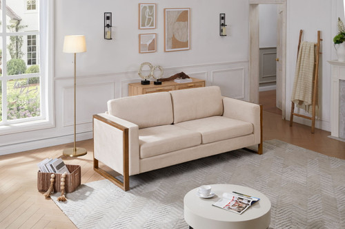 Modern Sofa With Solid Wood Legs, 3 Seater Modern Sofa With Solid Wood Legs, 3 Seater