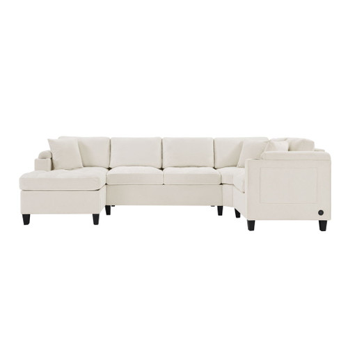 U Shaped Sectional Sofa, Corner Living Room Couch With Built In Cup Holders, Storage, USB Ports U Shaped Sectional Sofa, Corner Living Room Couch With Built In Cup Holders, Storage, USB Ports