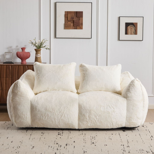 Giant Bean Bag Couch, Ultra Soft Fluffy Loveseat For Living Room