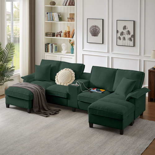 Modern U-Shaped Sectional Sofa Bed With Storage