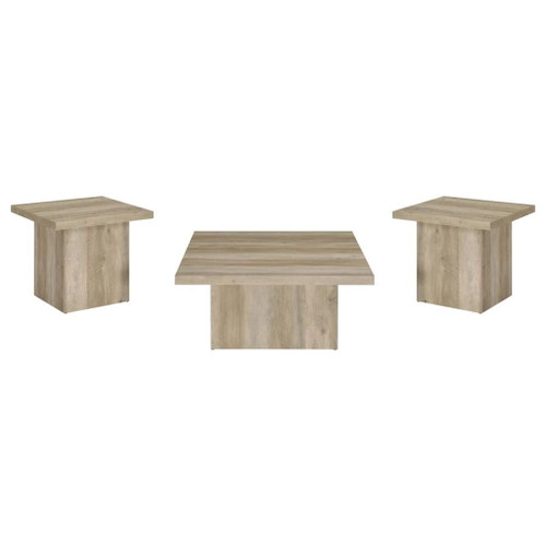 Devar - Square Coffee End Table Set - Distressed Pine