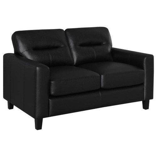 Scotland - Faux Leather Upholstered Track Arm Loveseat Scotland - Faux Leather Upholstered Track Arm Loveseat