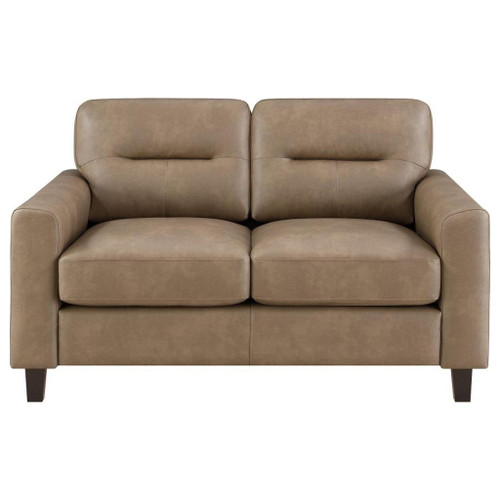 Scotland - Faux Leather Upholstered Track Arm Loveseat