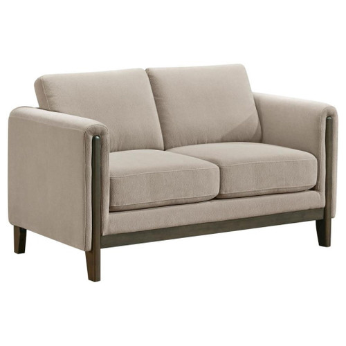 Islington - Fabric Upholstered Panel Arm Loveseat - Taupe Islington - Fabric Upholstered Panel Arm Loveseat - Taupe