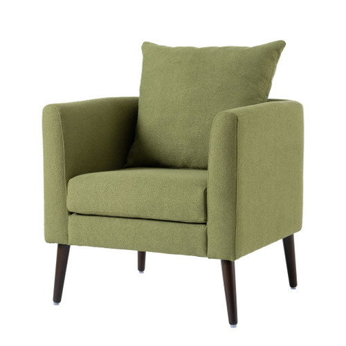 Barrel Chair, Modern Accent Chair, Fabric Armchair Club Chair, Upholstered Arm Chair With Solid Wood Legs, Waist Pillow, Padded Single Chair For Living Room / Bedroom / Study / Waiting Room - Olive Green Barrel Chair, Modern Accent Chair, Fabric Armchair Club Chair, Upholstered Arm Chair With Solid Wood Legs, Waist Pillow, Padded Single Chair For Living Room / Bedroom / Study / Waiting Room - Olive Green